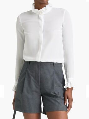 Claudie Pierlot Ruffle Collar High Neck Long Sleeve Blouse Women’s Size 38 / 8